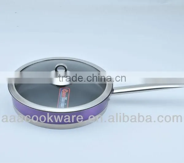 China Stainless Steel Frying Pan With Transparent High-temperature Painting Non-stick Inside