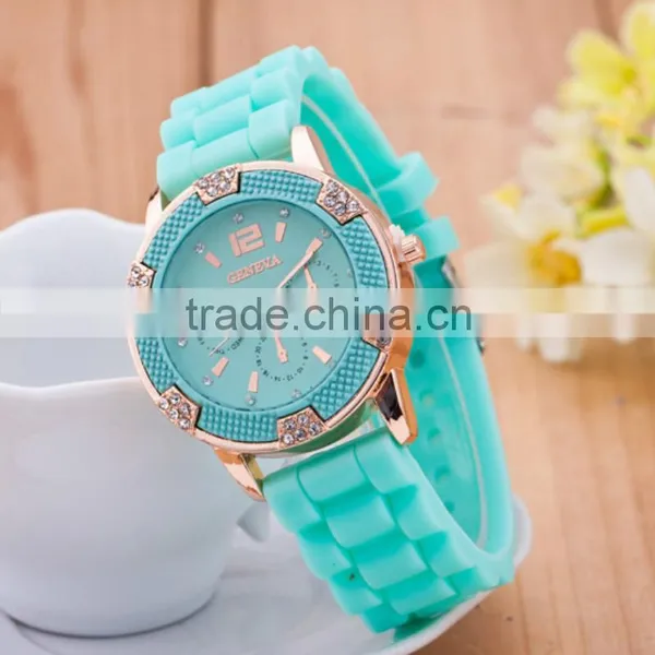 GENEVA 6 Diamond Watches Women 8 Color Silicone Strap Watch Fashion Quartz Wristwatches for Ladies Montre Femme photo-2