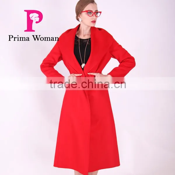2016 New Design Spring Women Slim Fit Long Wool Coat With Belt photo-5