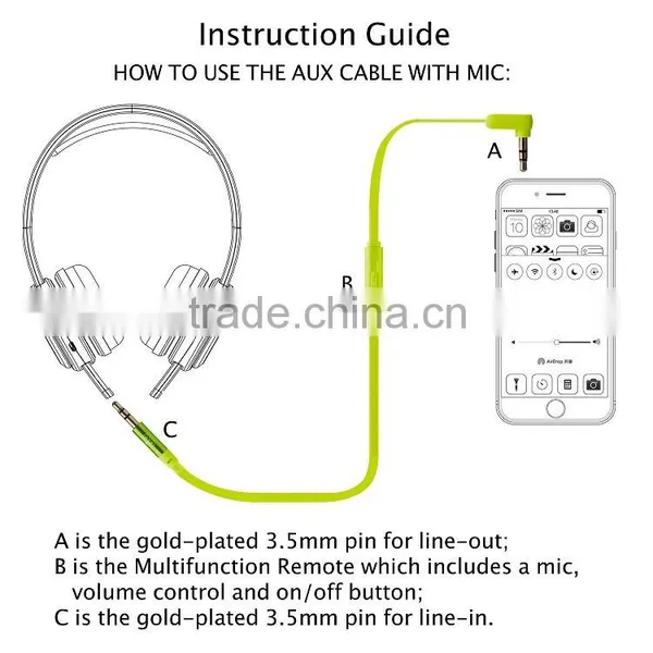 Built in Mic 3.5mm Gold Plated Male to Male Auxiliary Cable photo-5