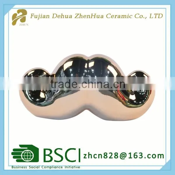 Small Mustache Desgin Ornament Ceramic Piggy Bank photo-5