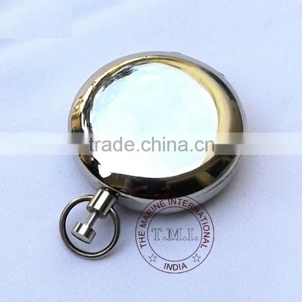 BRASS DALVEY COMPASS - NAUTICAL COMPASS WITH LID - CHROME COMPASS WITH LID - PUSH BUTTON COMPASS photo-4