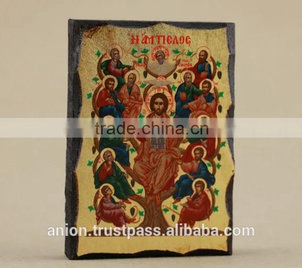 Greek & Russian Orthodox Wooden Icon. Jesus and 12 Disciples. photo-2