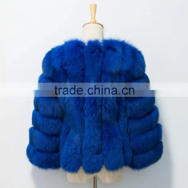 Short Blue Fashional Womens Fur Jacket Fox Fur Coat for Women Winter photo-4