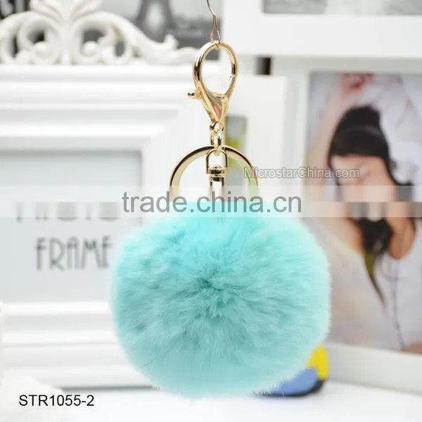 20 Colors 8cm Genuine Rex Rabbit Fur Ball Pom Pom Keychain Fur Ball Keychain photo-3