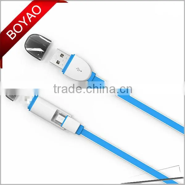 2016 Brand New 2 in 1 Usb Data Cable, 2 in 1 Noodle Usb Cable CE FECC ROHS photo-3