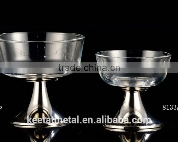 Silver or Nickel Plated Base With Glass Fruit Bowl for Decoration and Wedding photo-2