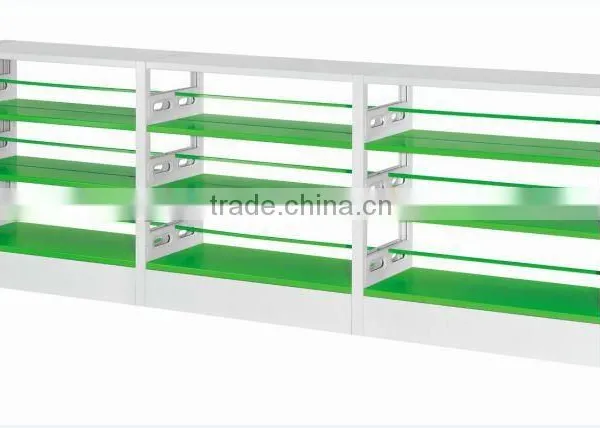 2012 new design 3 levels double sided 3 bays School library steel bookshelf furniture