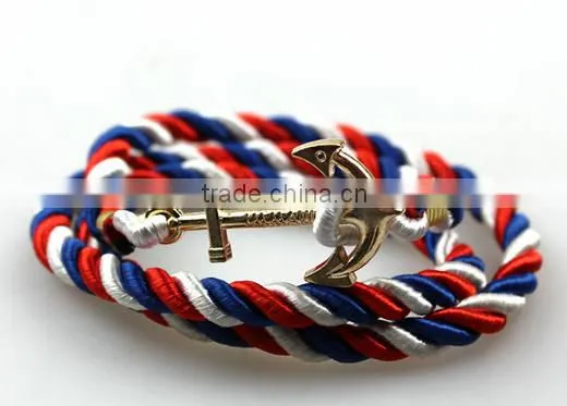 Leather Rope Stainless Steel Gold Anchor Bracelet/Hook Bracelet Anchor Wholesale photo-4