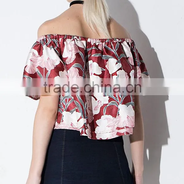 Women's Flower Print Short Sleeve Fashion Top T-shirt Blouses photo-2