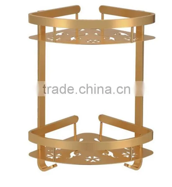 Aluminum Bathroom 2-Tier Corner Shelf Basket Wall Mounted, Silver Sand Sprayed photo-6