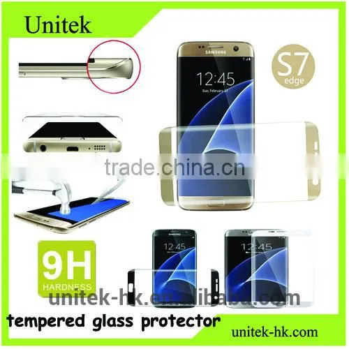 2016New Coming! Factory 3D Curved Full Cover Mobile Acessories Tempered Glass Screen Protector Film for Samsung s7 Edge
