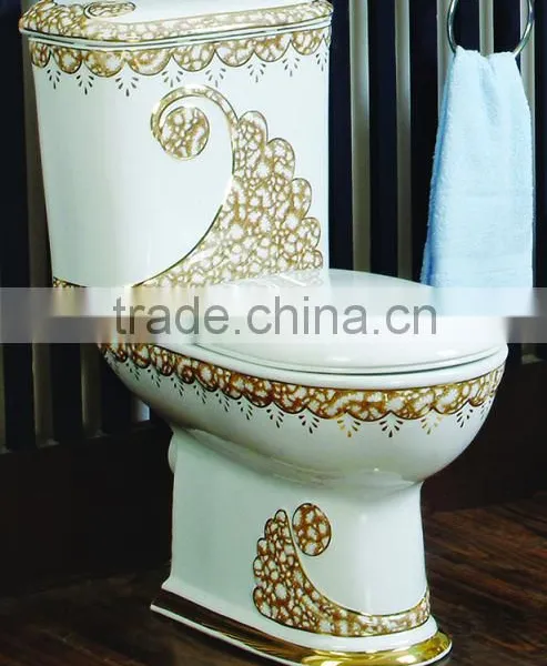 Hot Sale Bathroom Middle East Standard Ceramics Decorated Color Two Piece Toilet