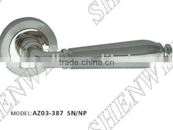 AZ03-387 SN/NP Zinc Door Handle on Rose