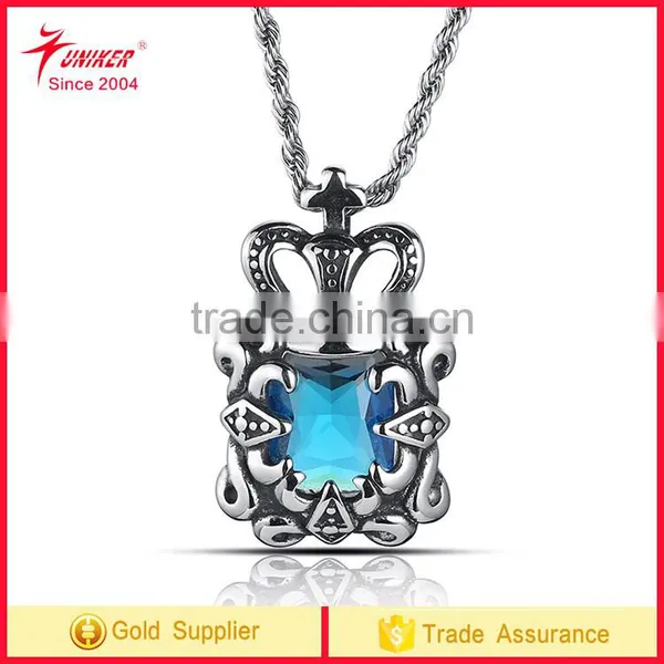 Titanium Stainless Steel Crown Pendant Necklace Jewelry Mens Pendant Necklace Sports Necklace