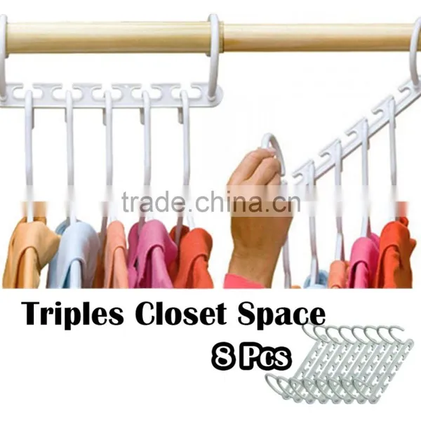 8 Pcs Triples Closet Space Closet Organizer Wonder Clothes Hanger photo-6