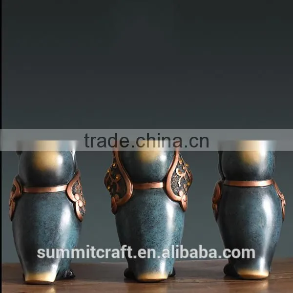 Three Lovely Owl Polyresin Antique Owl Statues photo-3