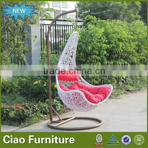 Outdoor Adult Swing Garden Moon Shape Rattan Hanging Chair photo-5