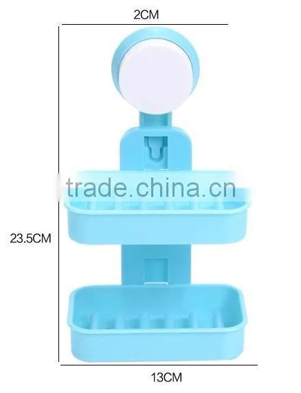 Vacuum Suction Cup Bathroom and Kitchen Plastic Double Layer Shelf/soap Holder photo-2