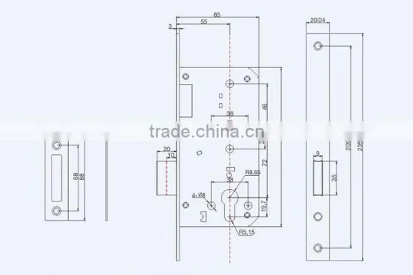 Hot Sale Good Quality Mortise Lock Body 55x72 photo-2