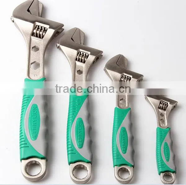 BERRYLION 12'' Nickel Alloy Plated Adjustable Wrench, PVC Handle Grip Spanner photo-5