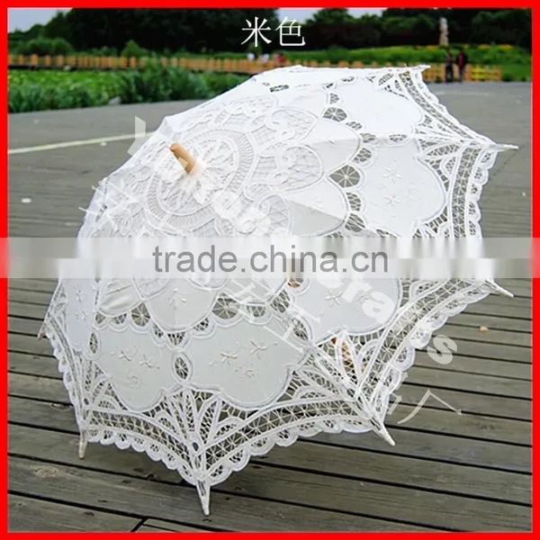 Handmade Ivory Battenburg Lace Parasols photo-5