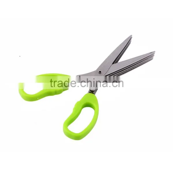 Multi-functional Stainless Steel Kitchen Knives 5 Layers Scissors Sushi Shredded Scallion Cut Herb Spices Scissors Cooking Tools photo-3