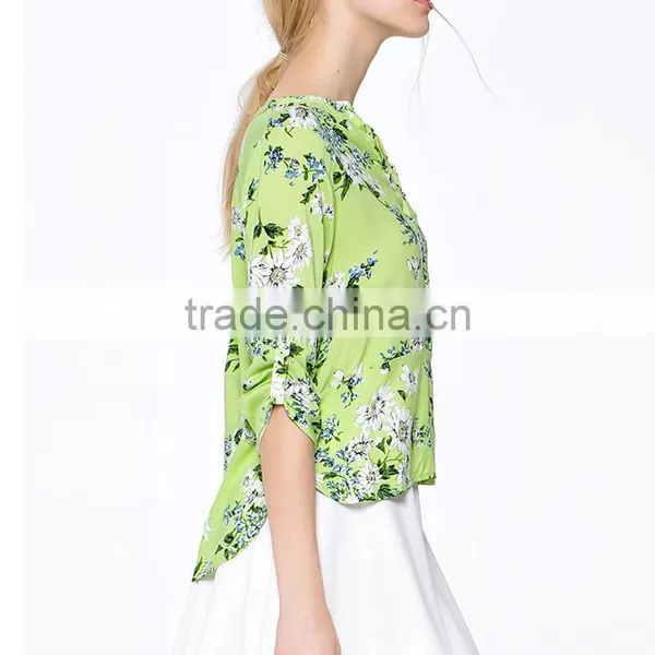 China Fashion Factory Manufacturer Summer Prints Images of Ladies Casual Tops photo-3