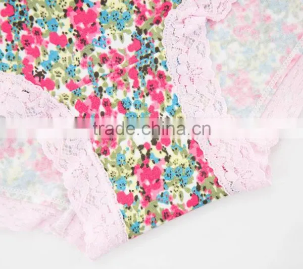 Factory Custom Cheapest Printing 95% Cotton 5% Spandex With Lace Sexy Fancy Woman Underwear photo-3