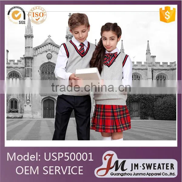 Normal Design High Quality Grey Sleeveless Vest Bulk School Uniforms