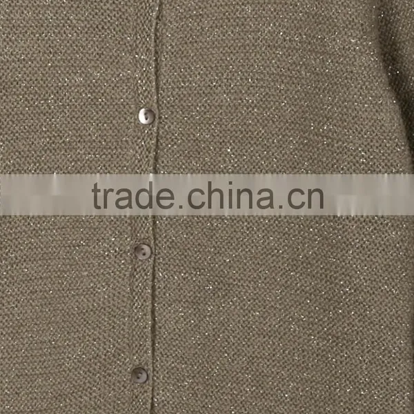 Customed Olive Green Shinny Long Sleeve Buttons Closured Cashmere Cardigan for Little Girls photo-3
