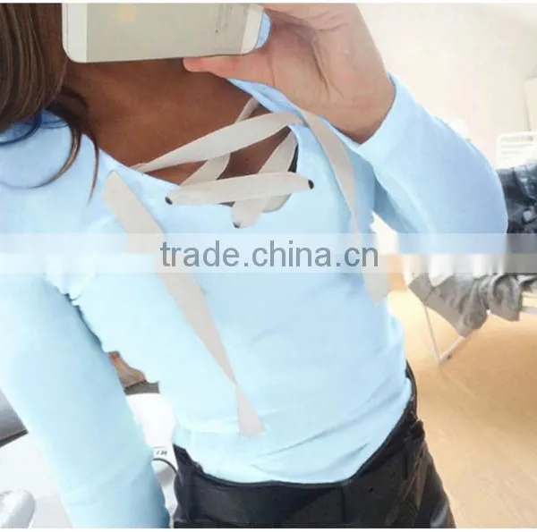Selling V-neck Cross Bind Coat Long Sleeve Shirt photo-4