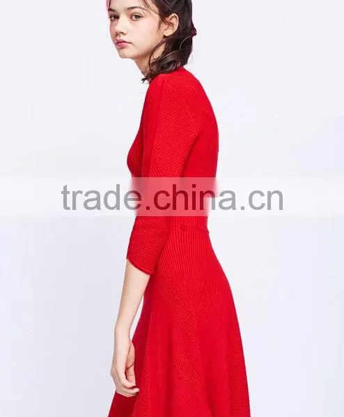 OEM Custom Latest Formal Design Wool Knitting Pattern Sweater Dress for Women photo-3