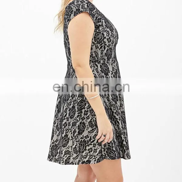 CHEFON Floral Lace off the Shoulder Dress Plus Size photo-2