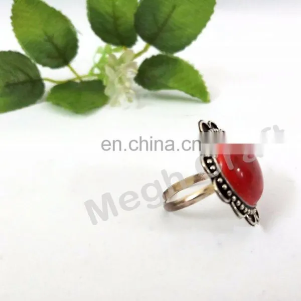 Antique Designer Stone Boho Tribal Silver Ring-Oxidized Banjara Traditional Handmade Rings photo-3