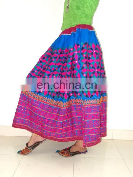 Banjara Skirt - Cotton OLD Work Skirt Tribal Ethnic Skirt - Gypsy Kutch Embroidered Skirt Rabari Embroidered Skirt Wrap Lehenga photo-2