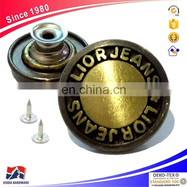 20mm Jeans Metal 3D Buttons, Brass Button And Rivet For Denim, Jackets photo-2