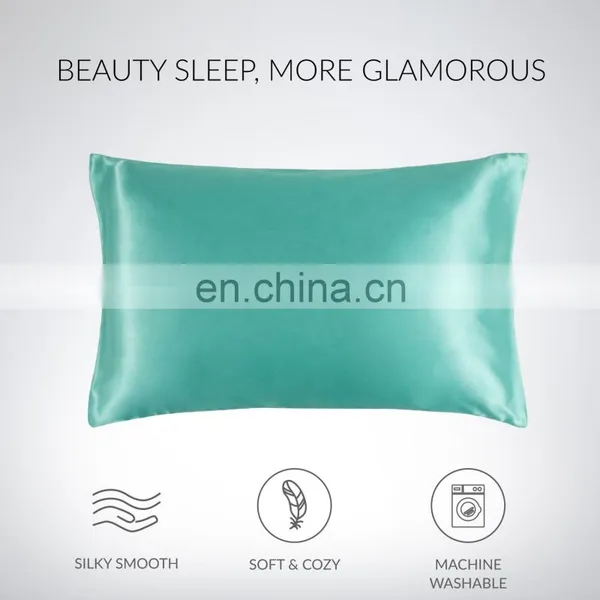 Low MOQ Polyester Durable Silky Smooth Decorative Satin Silk Pillowcase Set For Hair Skin photo-3