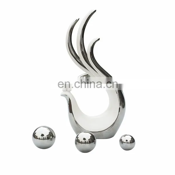 Wholesale Silver Living Room Decoration Finger Shape Ceramic Decor Handmade Statue Ornaments photo-2