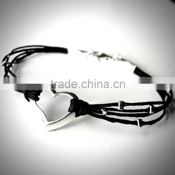 Newest Cotton Cord Bracelet,Wishbone Charm Woven Bracelet,bracelet Waxed Cotton Cord Bracelet photo-2