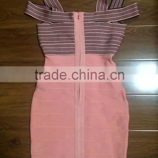 Hot Selling TOP Quality Women Sey Jacquard Pink Rayon Bandage Dress 2015 Ladies Designer Bodycon HL Bandage Dress For Girls Band photo-5