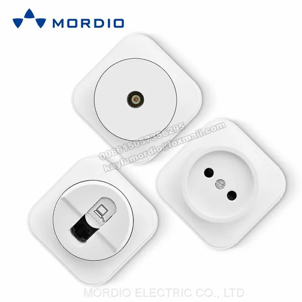 MORDIO Factory Direct Brand OEM PC WHITE 10A Wall Switch and Socket Surface Mounted Socket Germany French Russia 16A SOCKET photo-2