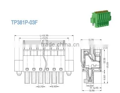 Termin Block Plug 7.5mm Screwless Female Pluggable Terminal Block For Electric Power 300V 15A photo-2