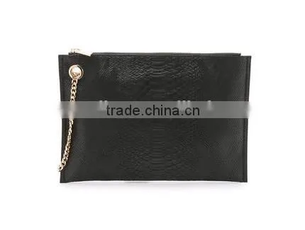 Slim Snake Print/skin Leather Women Clutch Bag Handbag With Wrist Chain photo-2
