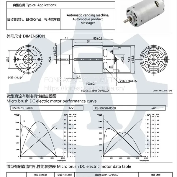 RS-997 52 mm Diameter Micro Brush dc Electric Motor photo-2