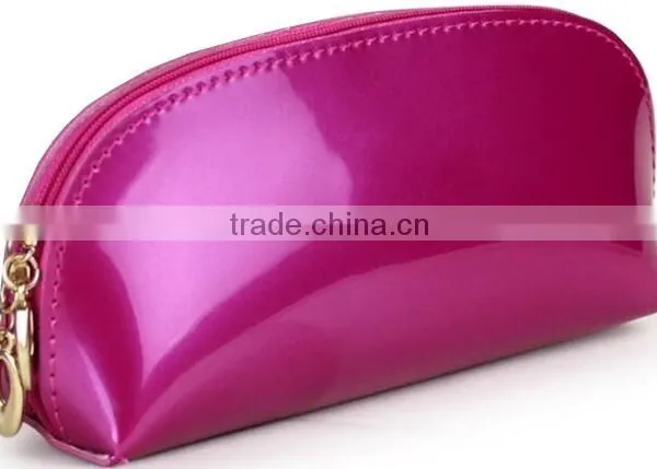 High Quality Makeup Bag With Custom Logo,professional Artist Leather Cosmetic Bag,OEM Leather Plain Purple Toiletry Makeup Bag photo-4