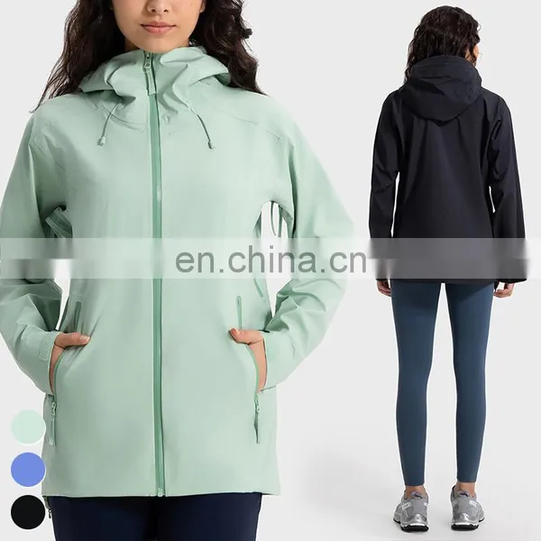 Lightweight Breathable Zipper Softshell Coat Custom Outdoor Jacket Hooded Windproof Waterproof Windbreaker Jacket For Women photo-4
