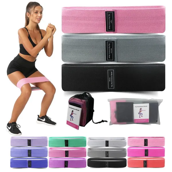 Personalized Logo Fitness Industry 3Pcs Non-Slip Elastic Band Set Fitness Hip Ring Hip Bands, Fitness Strength Exercise