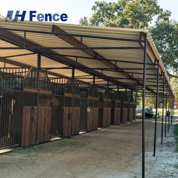 Equestrian Horse Barn Outdoor Eco-friendly Bamboo Wood Metal Horse Shelter Equine Farm Horse Stable photo-5