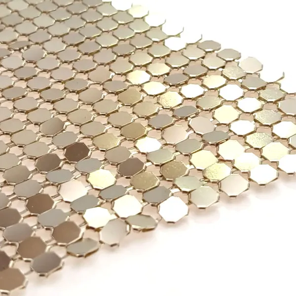 Trending Fashion Metallic Sequin Fabrics Bubble Gum Hot Pink Metal Mesh Fabric for Chainmail Dress Bags photo-3